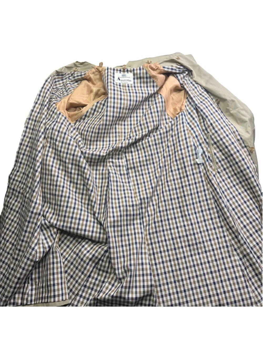Vintage Aquascutum Trench Coat Mens 40R Beige Belted Removable Liners All Season